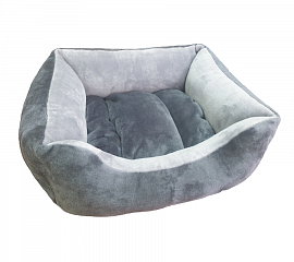 Лежак для кошек и собак прямоугольный "Велюровый" с подушкой