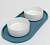 Двойная миска с керамическими чашками серо-синяя Картинка 0